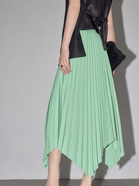 Asymmetrical Hem Pleated Skirt HL4282