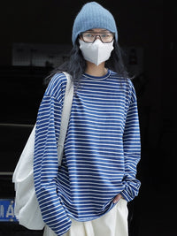 loose slim striped long T shirt_BDHL4311