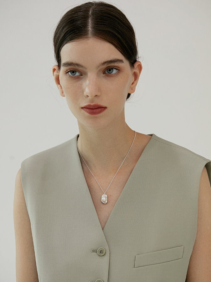 Bean Pendant Pearl Necklace_HL4303