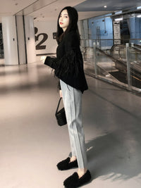 Brushed Back Ankle Pants_HL4114