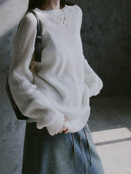 Gradient Mohair Loose Knit Pullover_BDHL4350