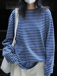 loose slim striped long T shirt_BDHL4311