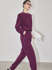 Round Neck Sweater Straight Pants Setup_BDHL4333