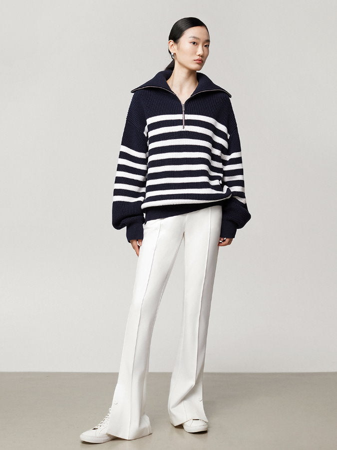 Striped half zip up sweater HL4043