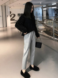 Brushed Back Ankle Pants_HL4114