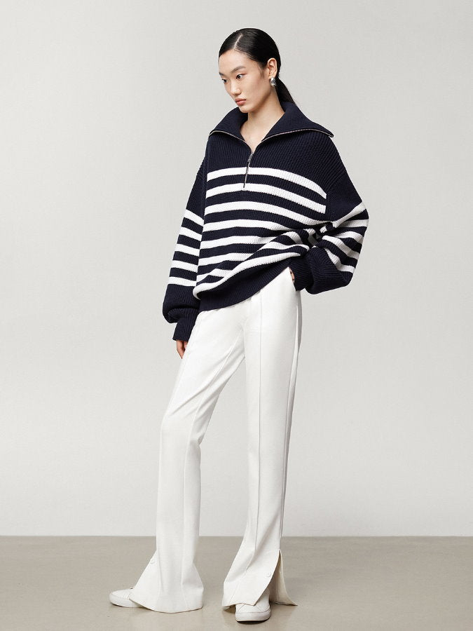 Striped half zip up sweater HL4043