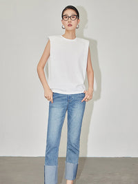 Power Shoulder Sleeveless Shirts_BDHL4371