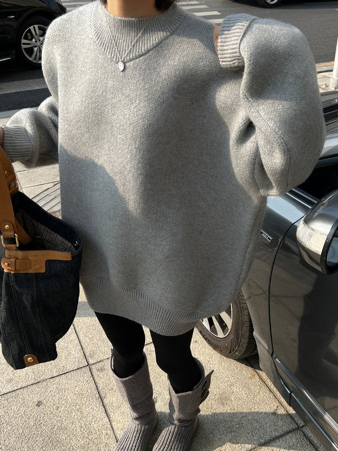 Round Neck Knit Pullover_HL4141