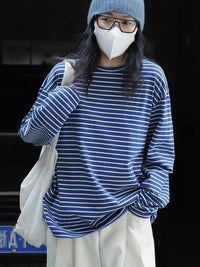 loose slim striped long T shirt_BDHL4311