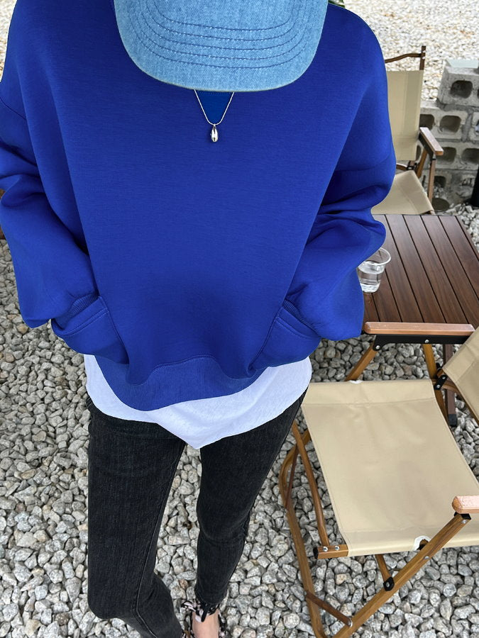 Faux Layered Round Neck Pullover HL4269