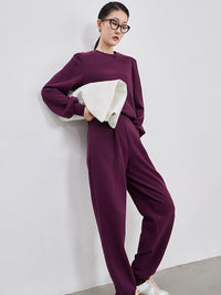 Round Neck Sweater Straight Pants Setup_BDHL4333