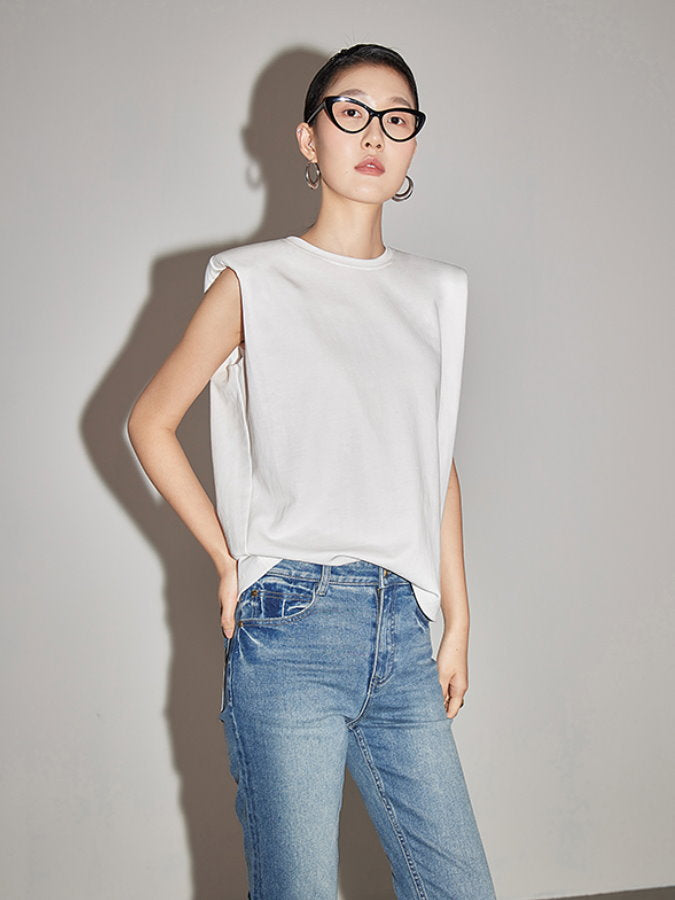 Power Shoulder Sleeveless Shirts_BDHL4371