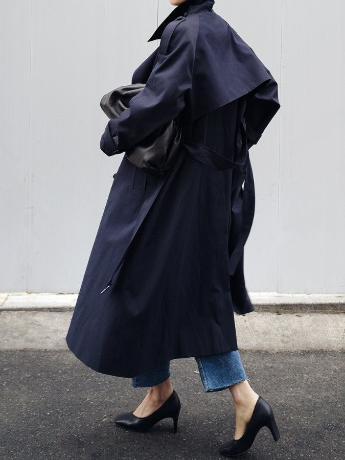 Stand collar long trench coat HL3872