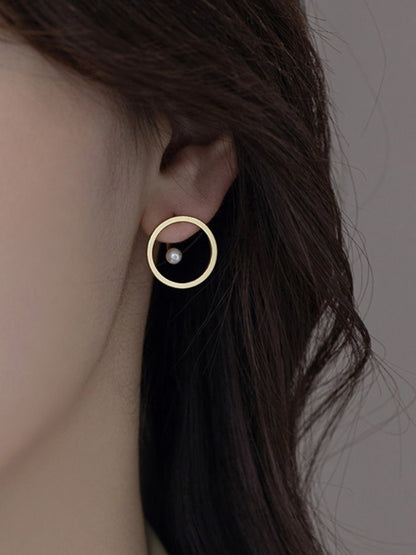 Pearl Gold Circle Earrings HL3549