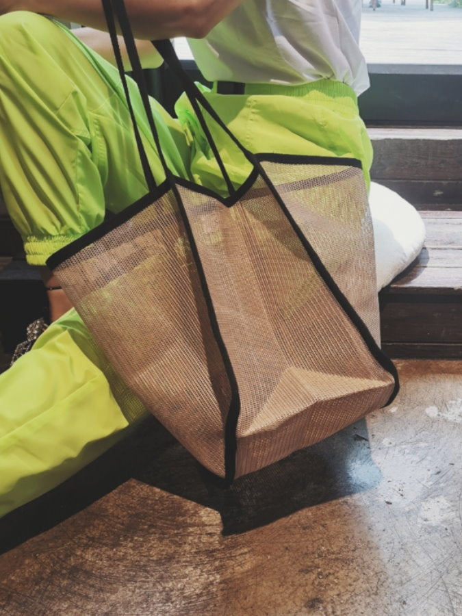 Piping mesh tote bag HL3567