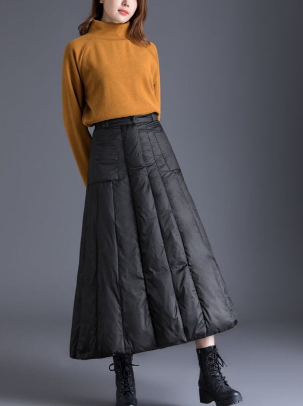 Quilted Down Wrap Skirt HL3830