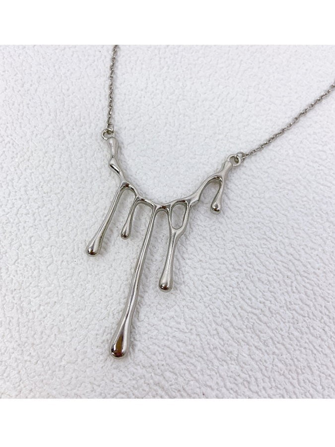Water Drops Silver Necklace HL3481