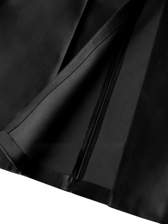 Front Slit Eco Leather Long Skirt HL4174