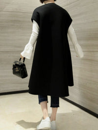 No Collar Black Gilet Coat HL3402