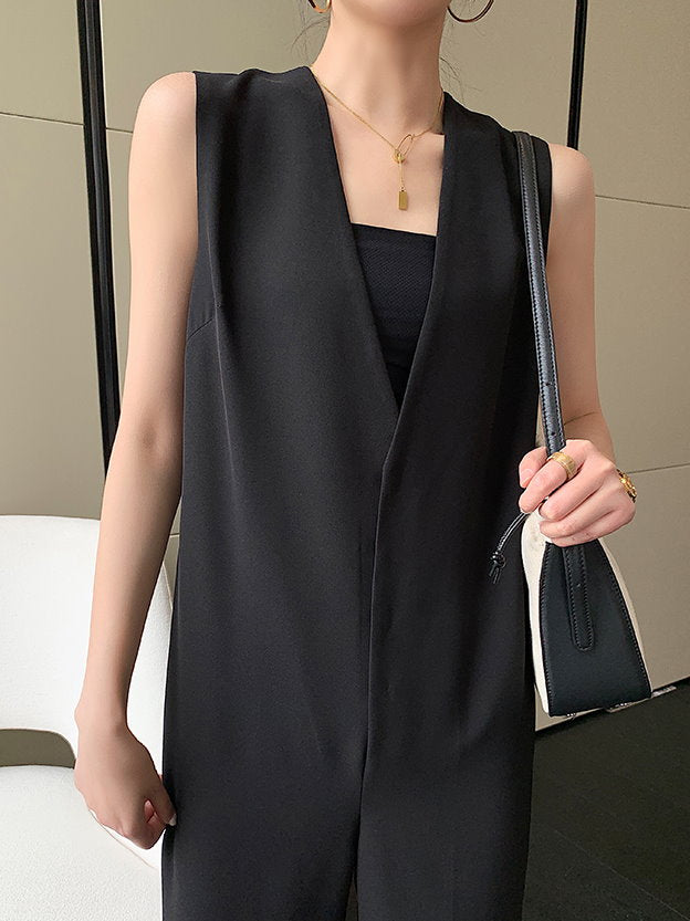 [In Stock] V-Neck Wide Leg Jumpsuit_LCHK/9029