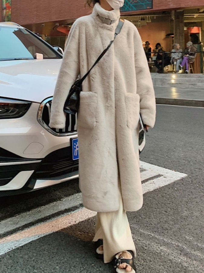 Stand Collar Fur Coat HL9593