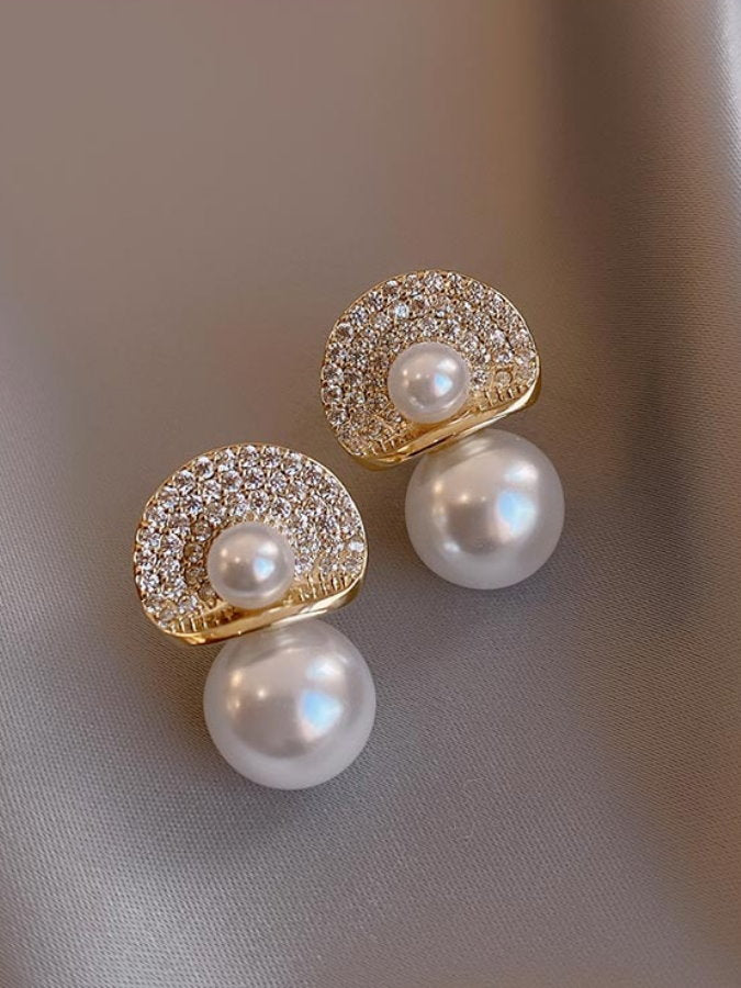 Gold Plated Pearl Earrings HL3847