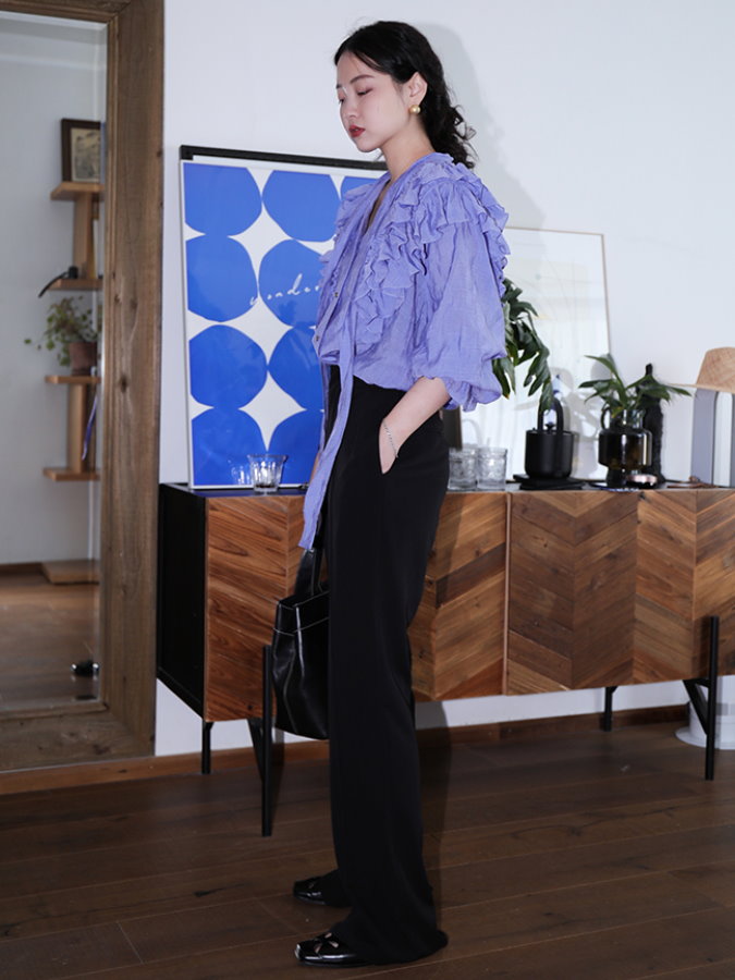 Waist Tucked Fabric Pants HL3921