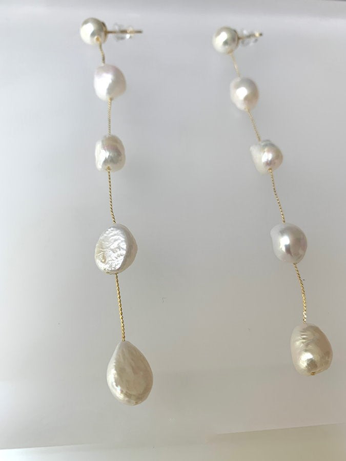 Natural pearl lane earrings_HL9522