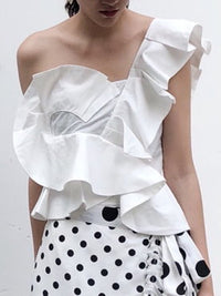 Voluminous Ruffle One Shoulder Blouse_9196