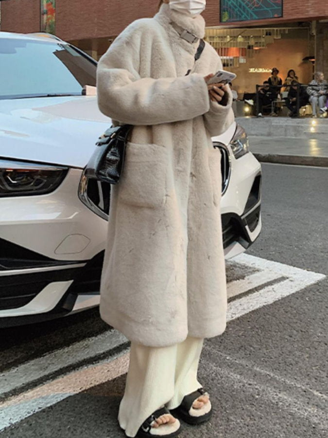Stand Collar Fur Coat HL9593