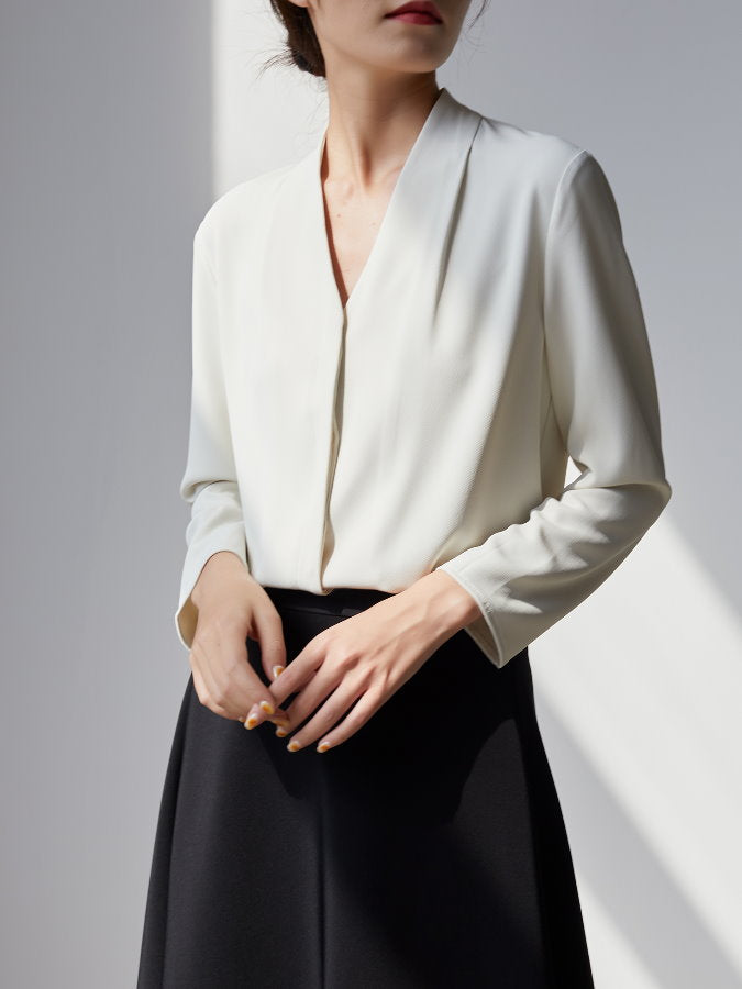Fly Front V Neck Blouse HL3517