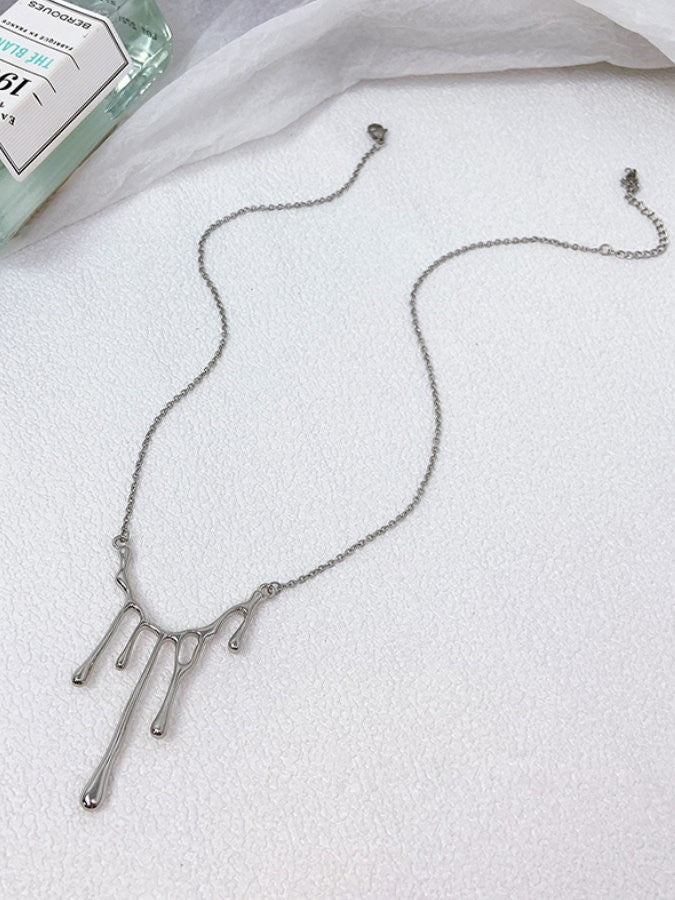 Water Drops Silver Necklace HL3481