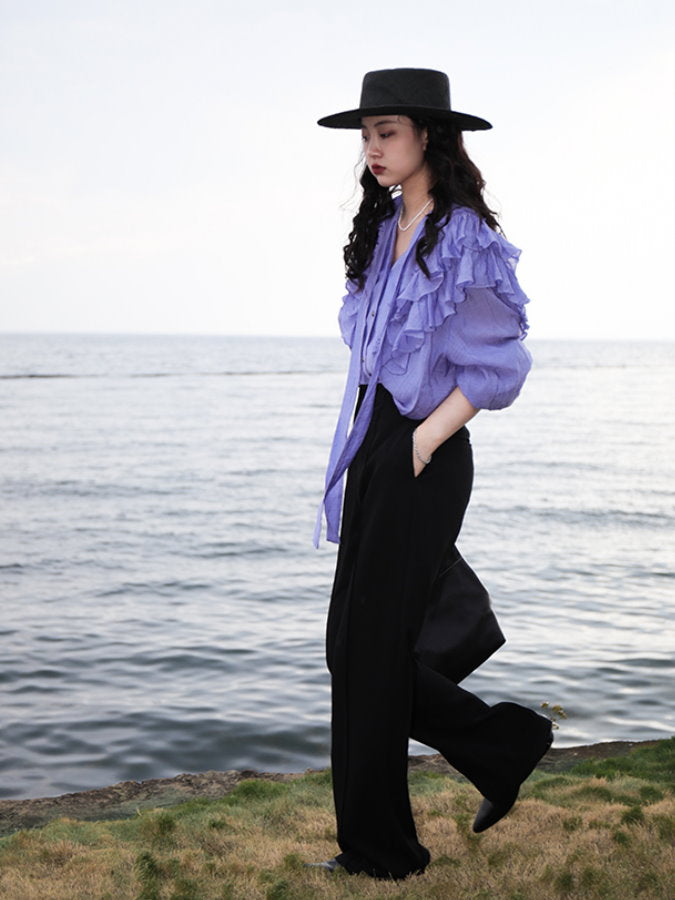 Waist Tucked Fabric Pants HL3921
