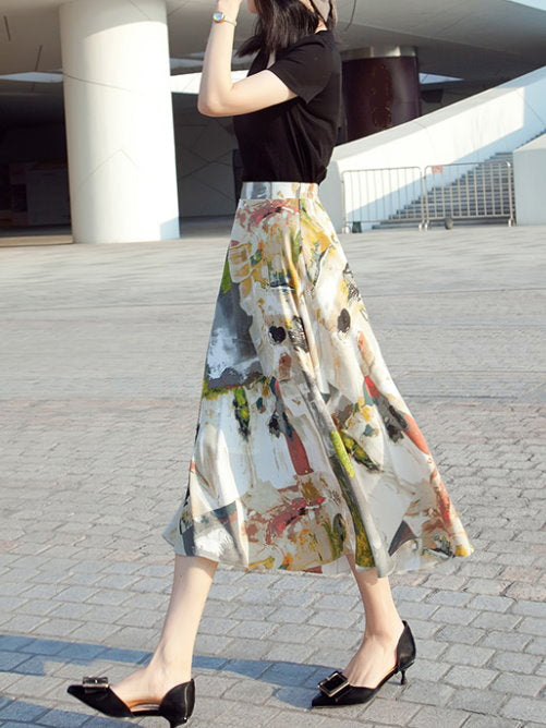 Art Pattern Chiffon Skirt_9211