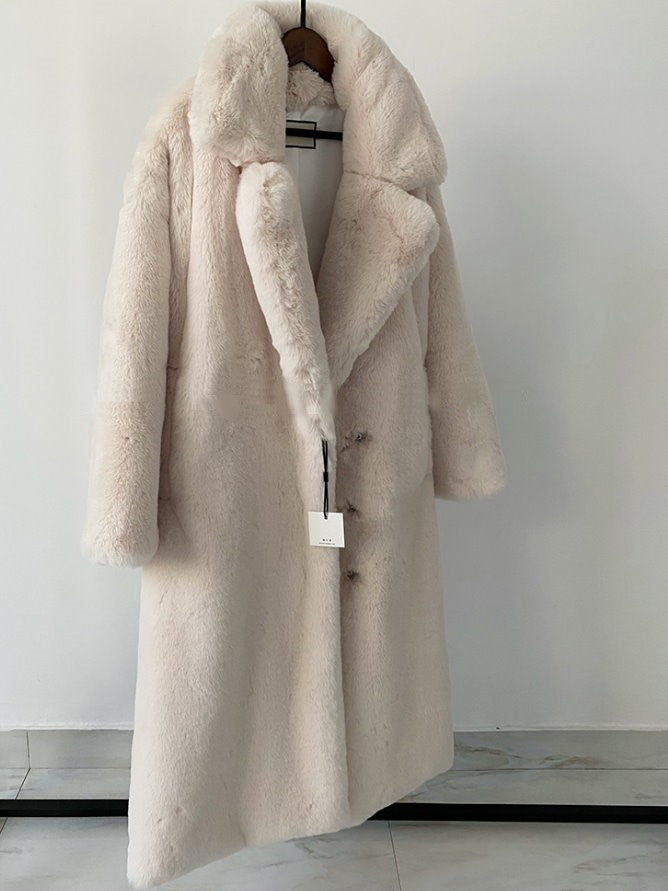 Rabbit faux eco-fur coat 9351