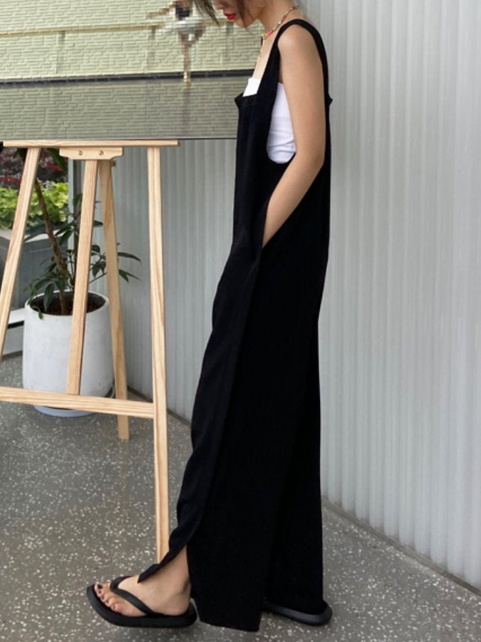 Hem Slit Salopette Overalls_HL3628