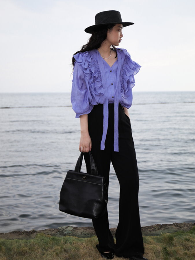 Waist Tucked Fabric Pants HL3921