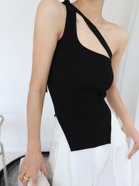 Asymmetrical Rib Knit Tank Top_HL3770