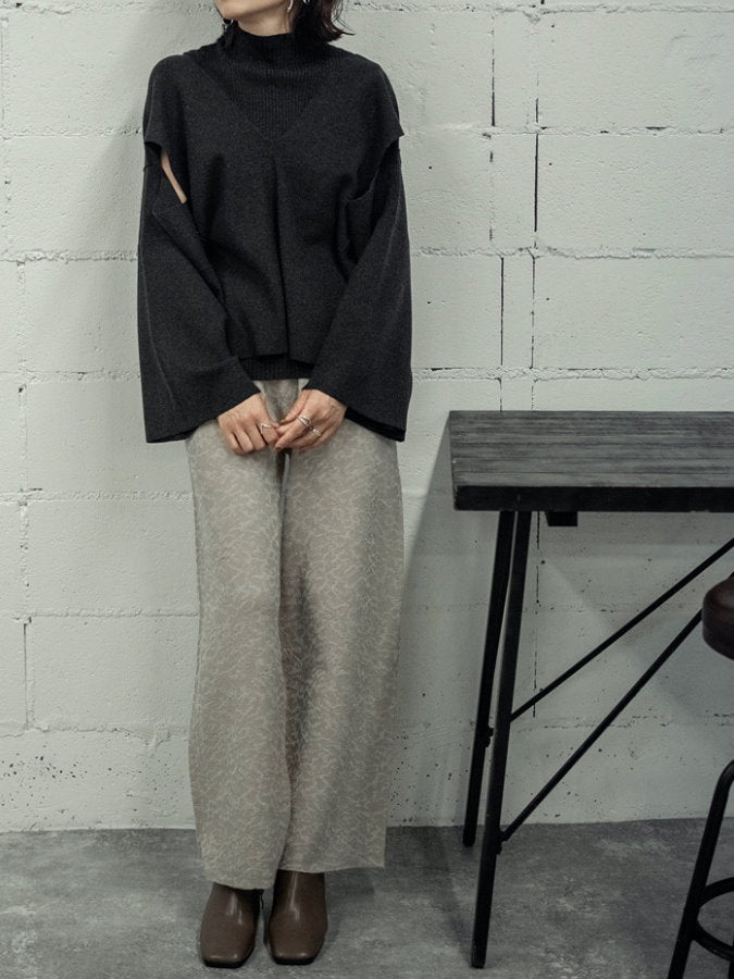 Jacquard Knit Straight Pants HL3908