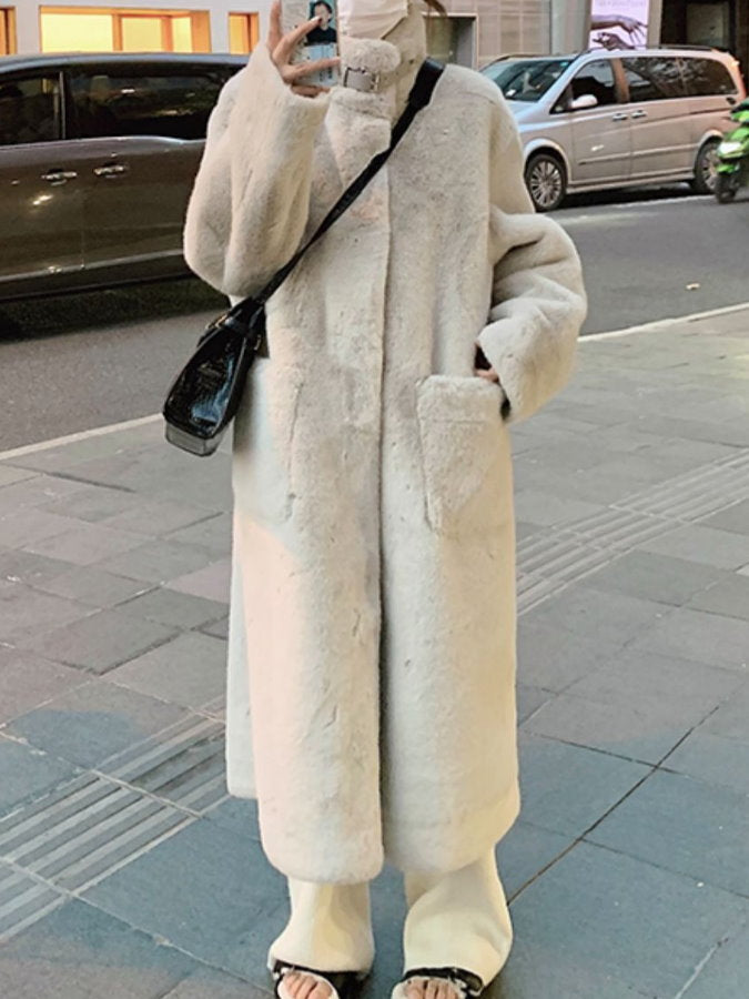 Stand Collar Fur Coat HL9593