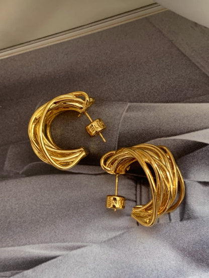 Multiplex Gold Hoop Earrings HL4305