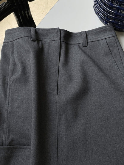 Patch Pocket Long Slit Skirt HL3836