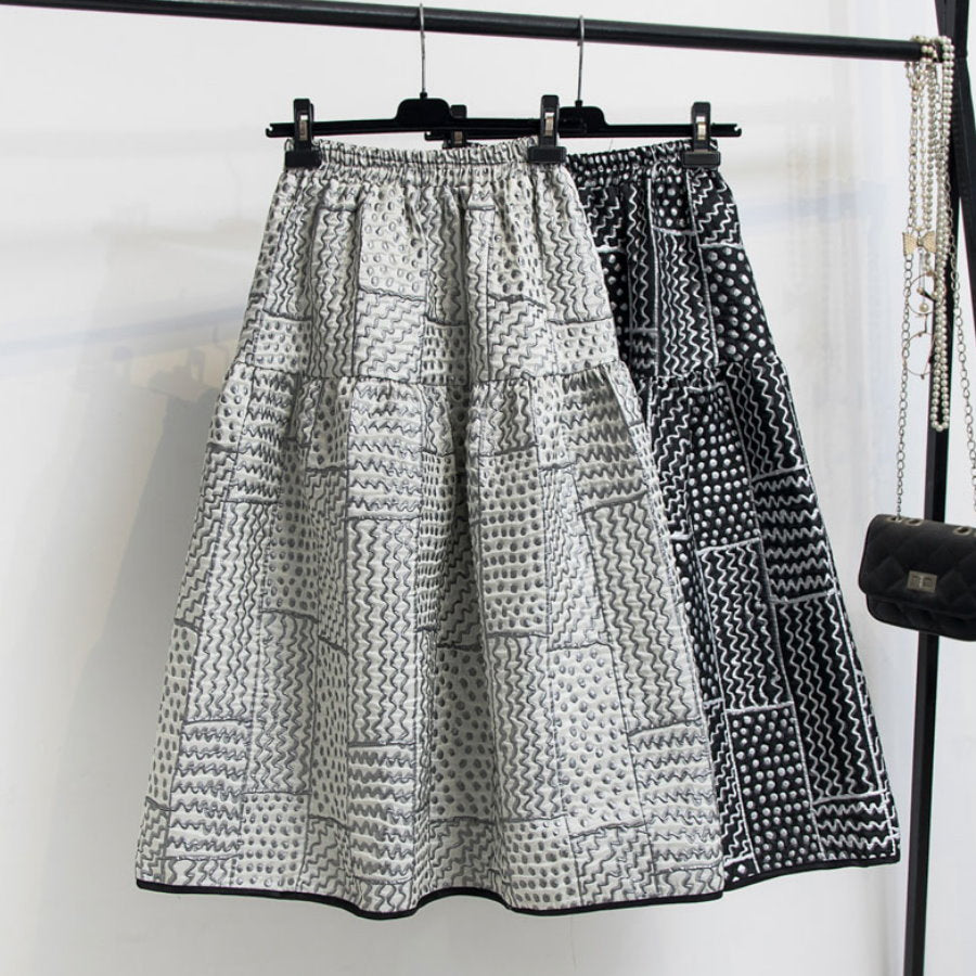 Geometric Jacquard Skirt HL9759 – HELROUS