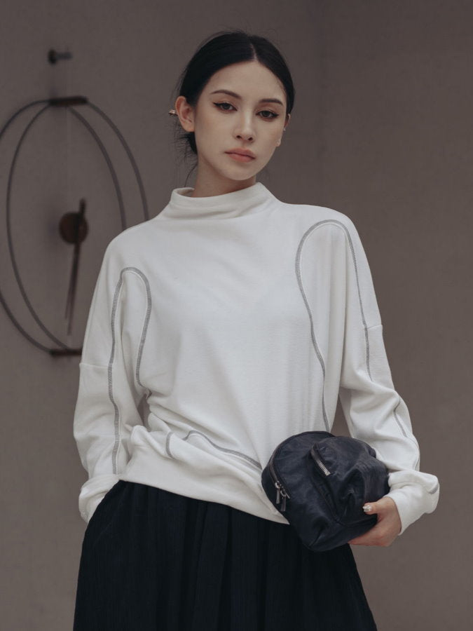 Mock Neck Stitch Pullover HL3968