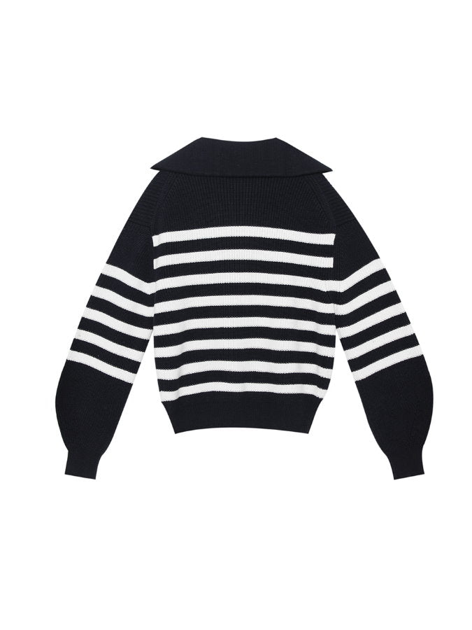 Striped half zip up sweater HL4043