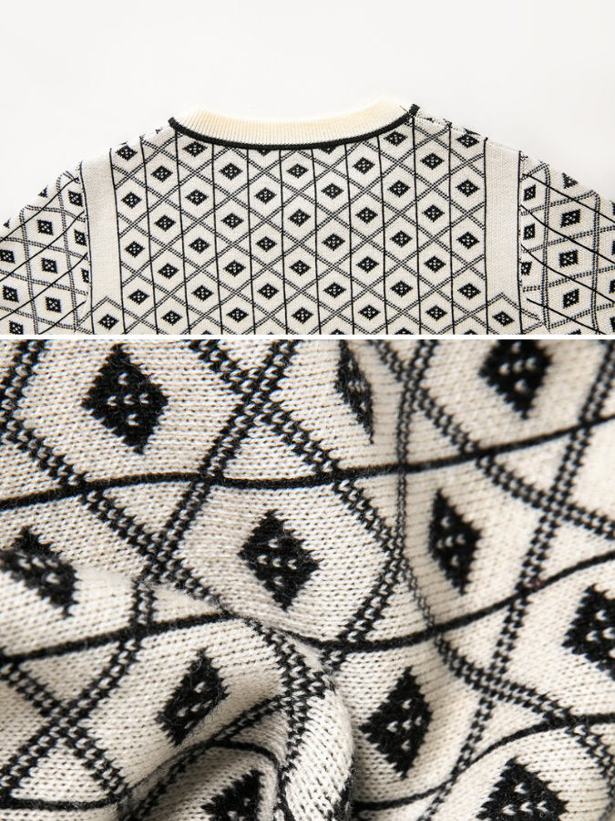 Fair isle pattern knit set-up HL4046