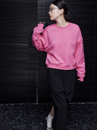 Moment Pink Loose Crewneck Sweatshirt_BDHL5050