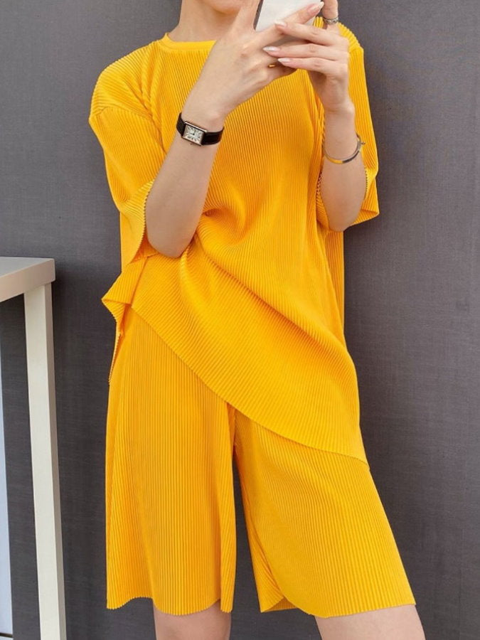 Ribbed T-shirt shorts set-up HL3405