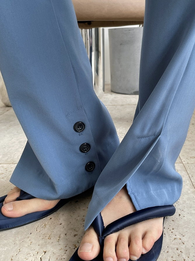 Hem slit slim pants 9304