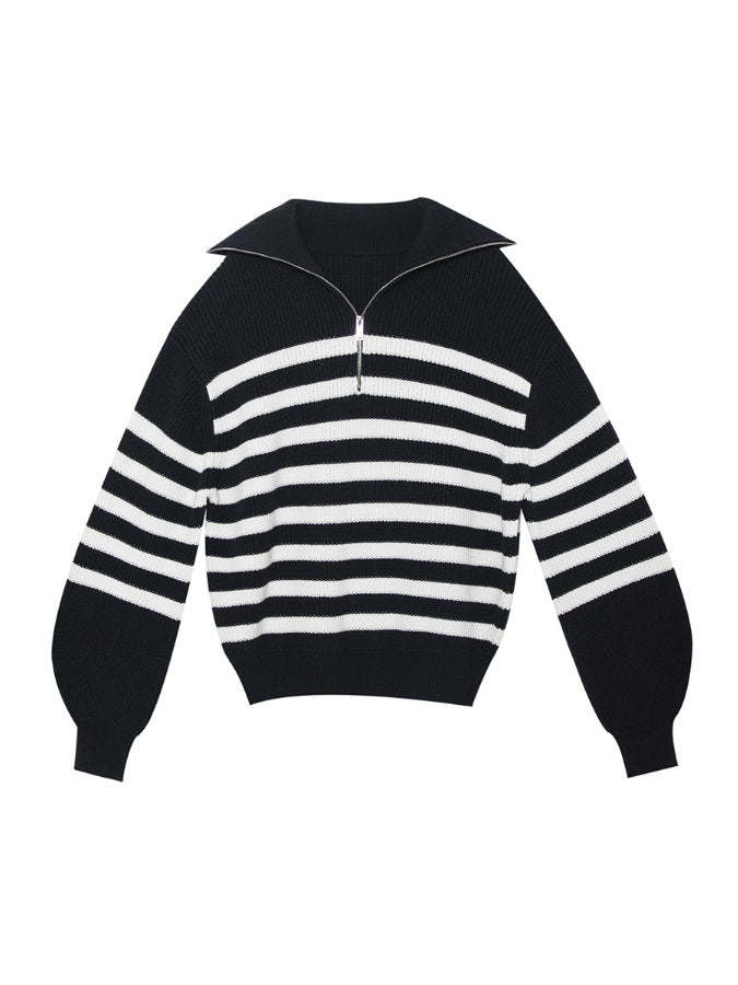 Striped half zip up sweater HL4043
